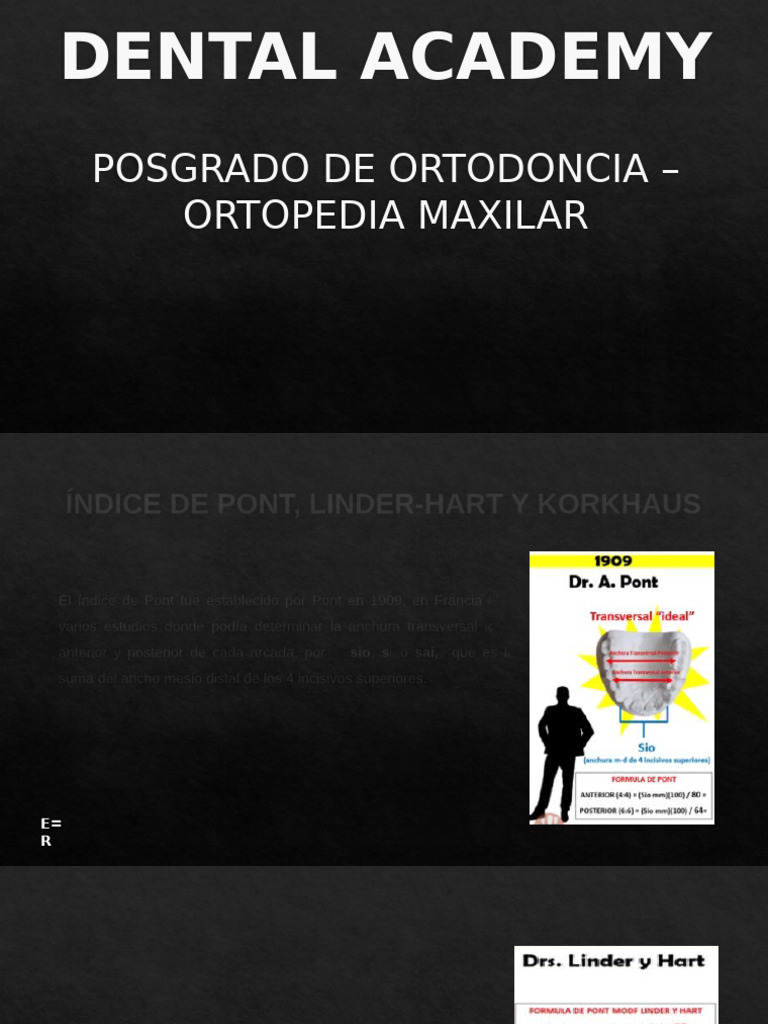 Índice de Pont y su evolución en ortodoncia | PDF | Diente | Anatomia ...