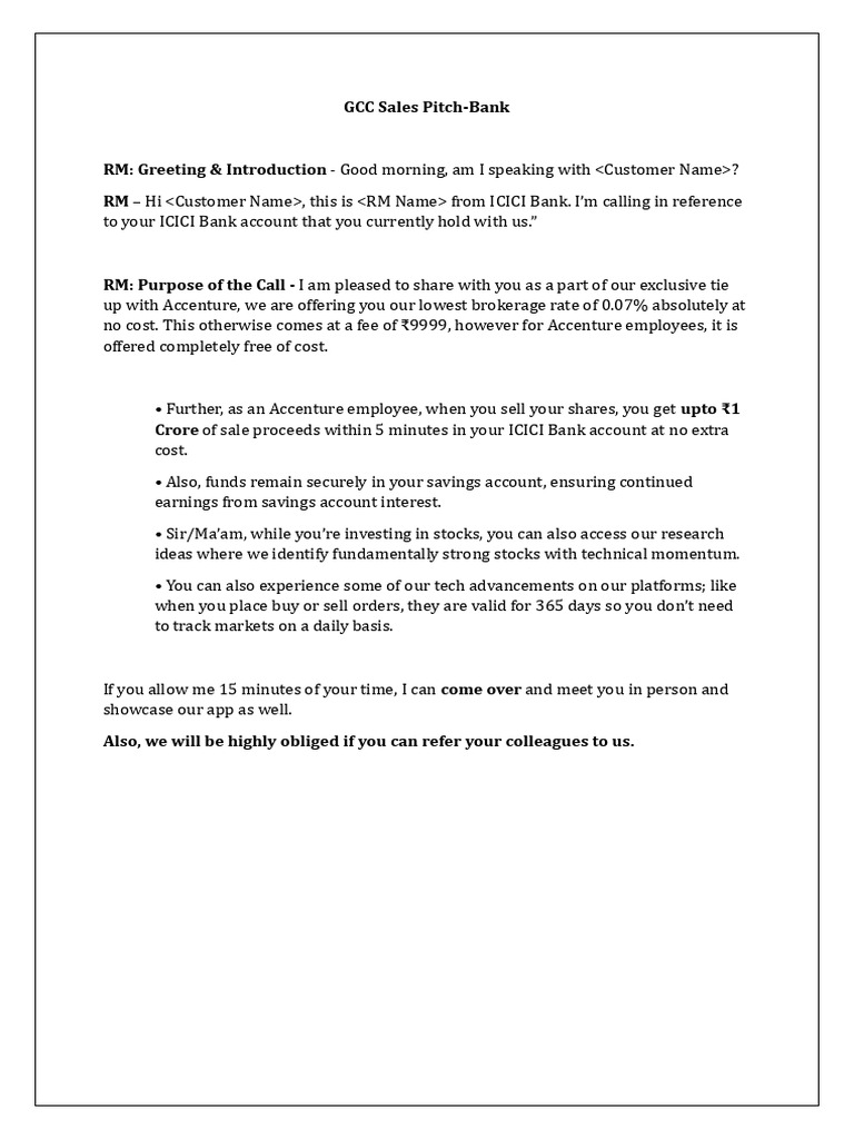 GCC Sales Pitch-Bank | PDF