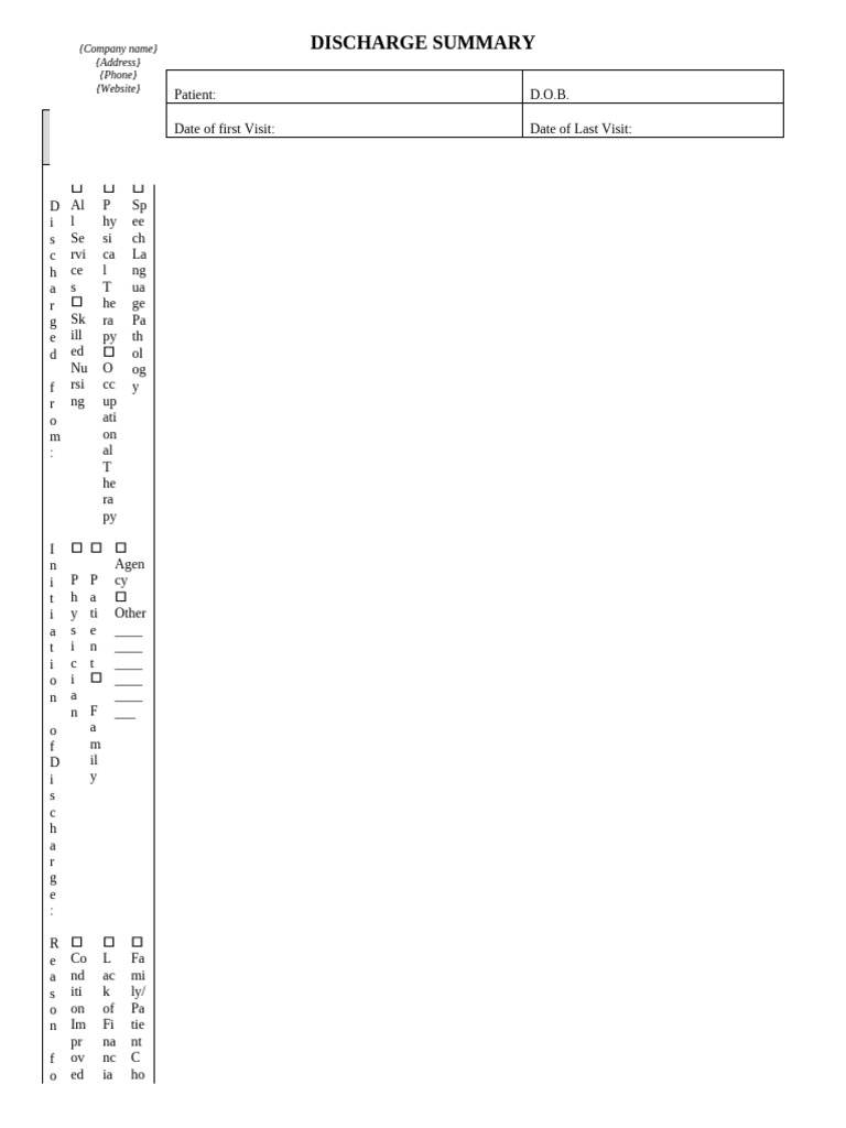 Mental Health Discharge Summary Template | PDF | Health Care | Medicine