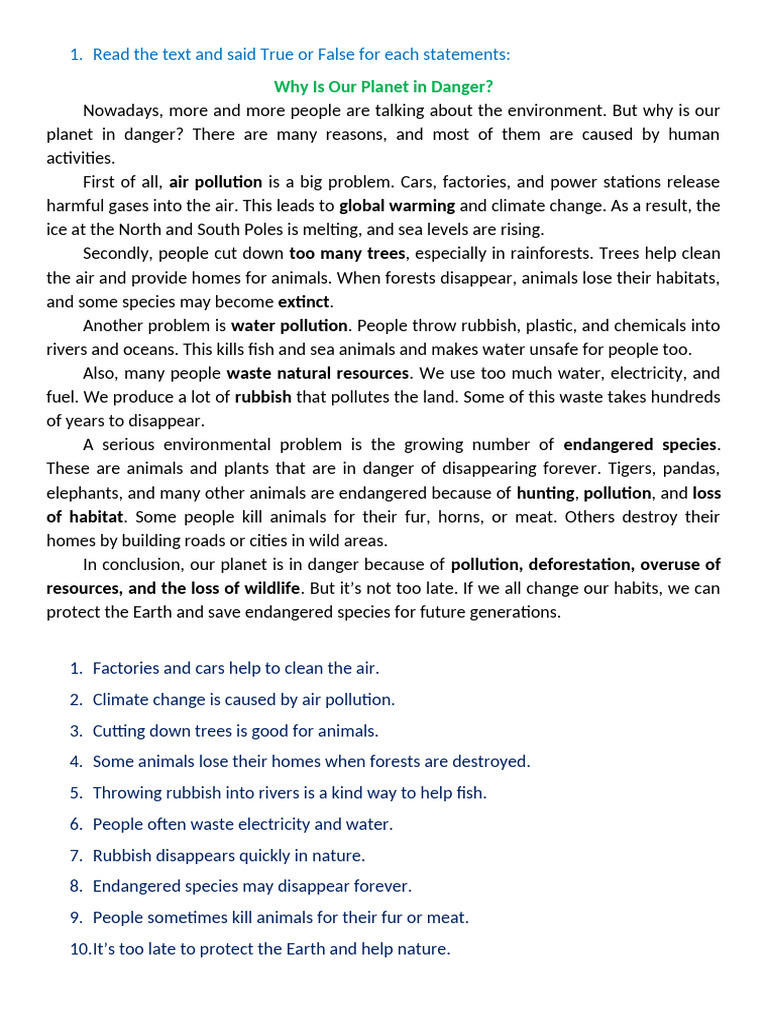Environmental Threats and Conservation Areas | PDF | Natural ...