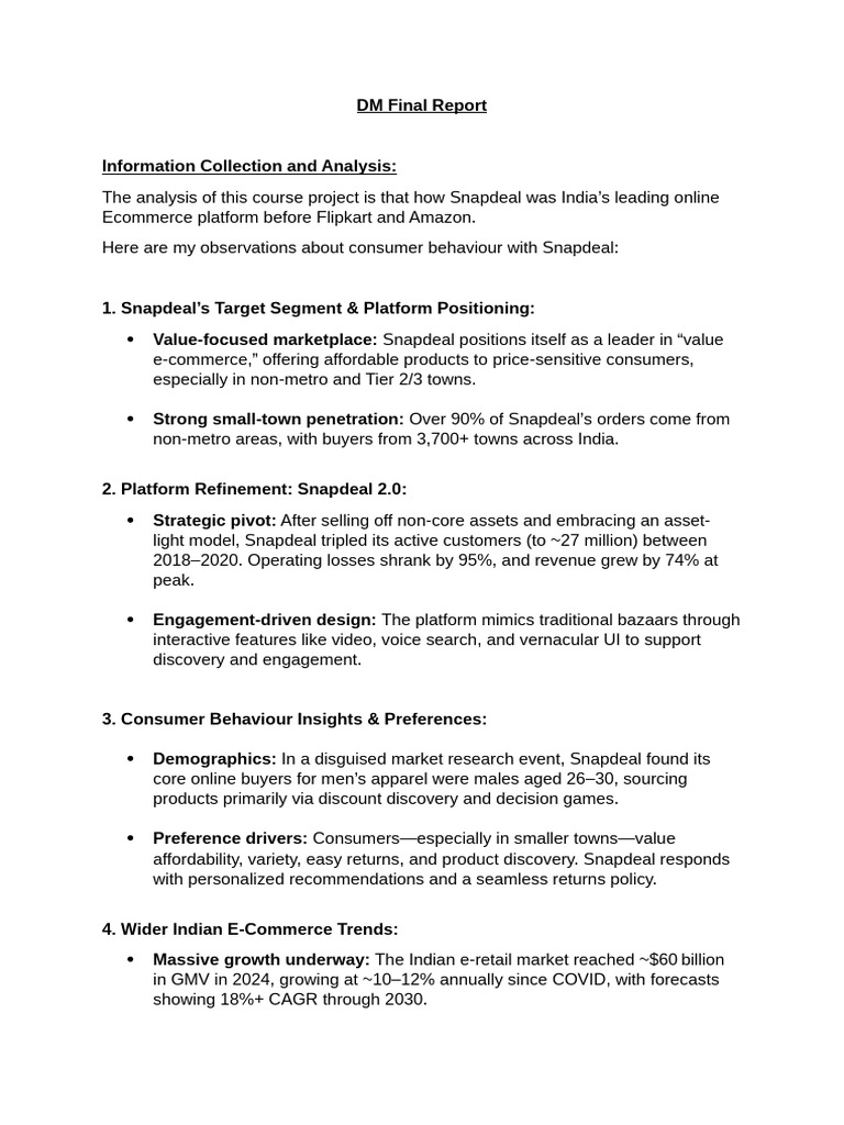 DM Final Report | PDF | Consumer Behaviour | E Commerce