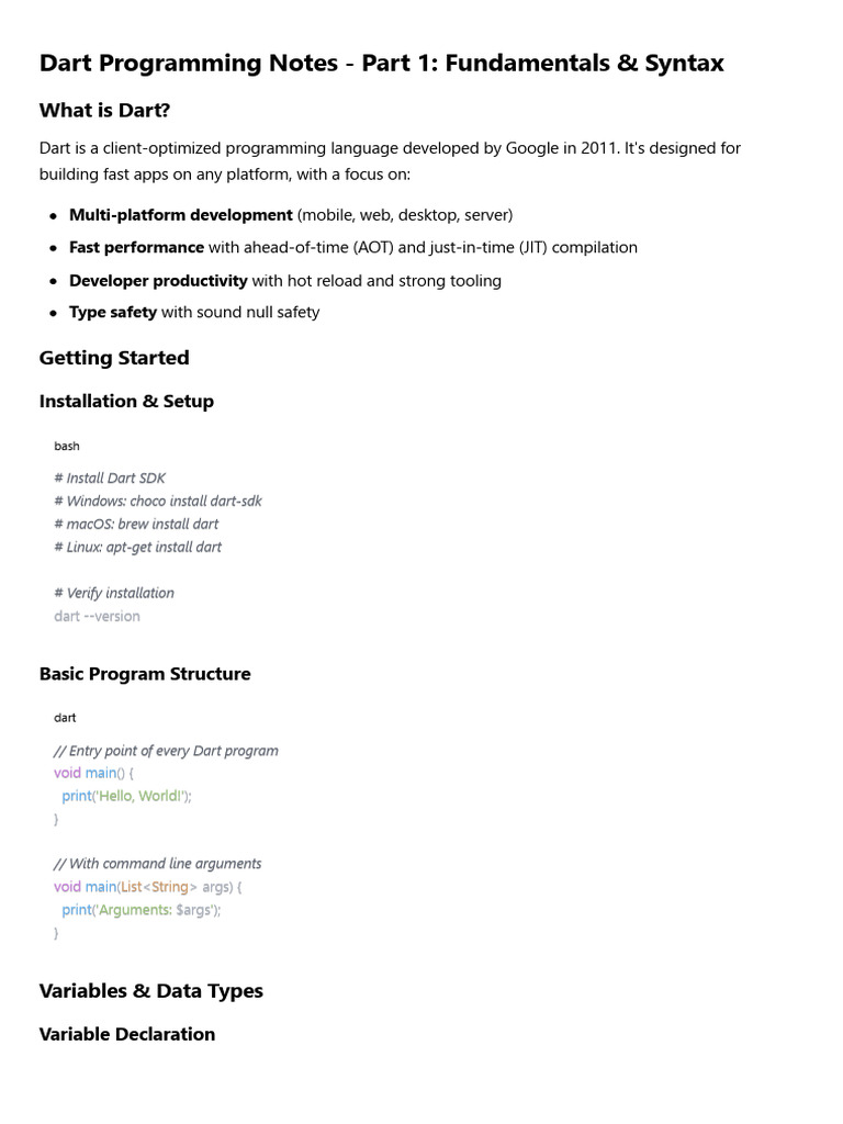 Dart Programming Fundamentals | PDF | Software Development | Object ...