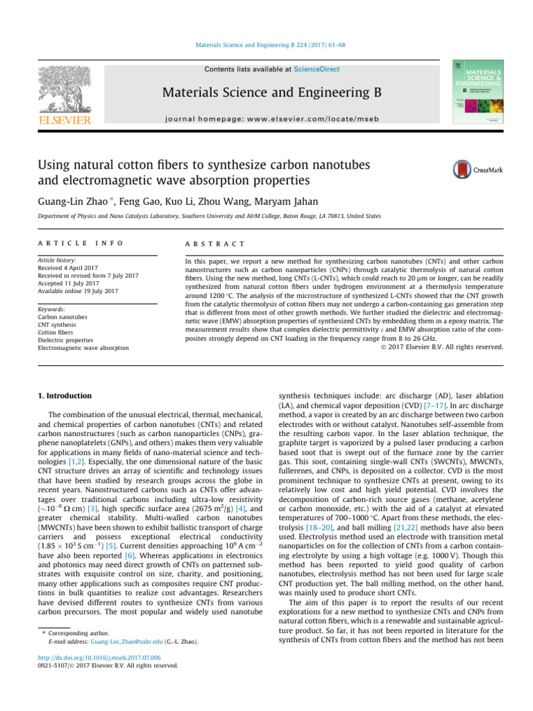 1 s2.0 S0921510717301605 Main | PDF | Carbon Nanotube | Nanoparticle