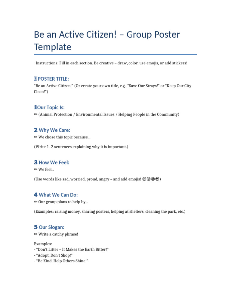 Active Citizen Poster Template | PDF