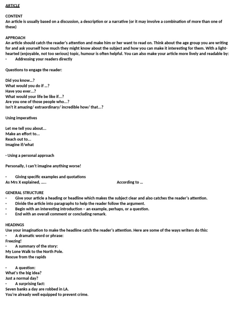 How To Write An Article | PDF
