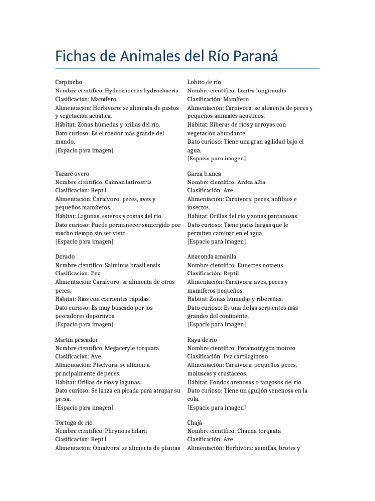 Fichas de Fauna del Río Paraná | PDF | Reptil | Zoología