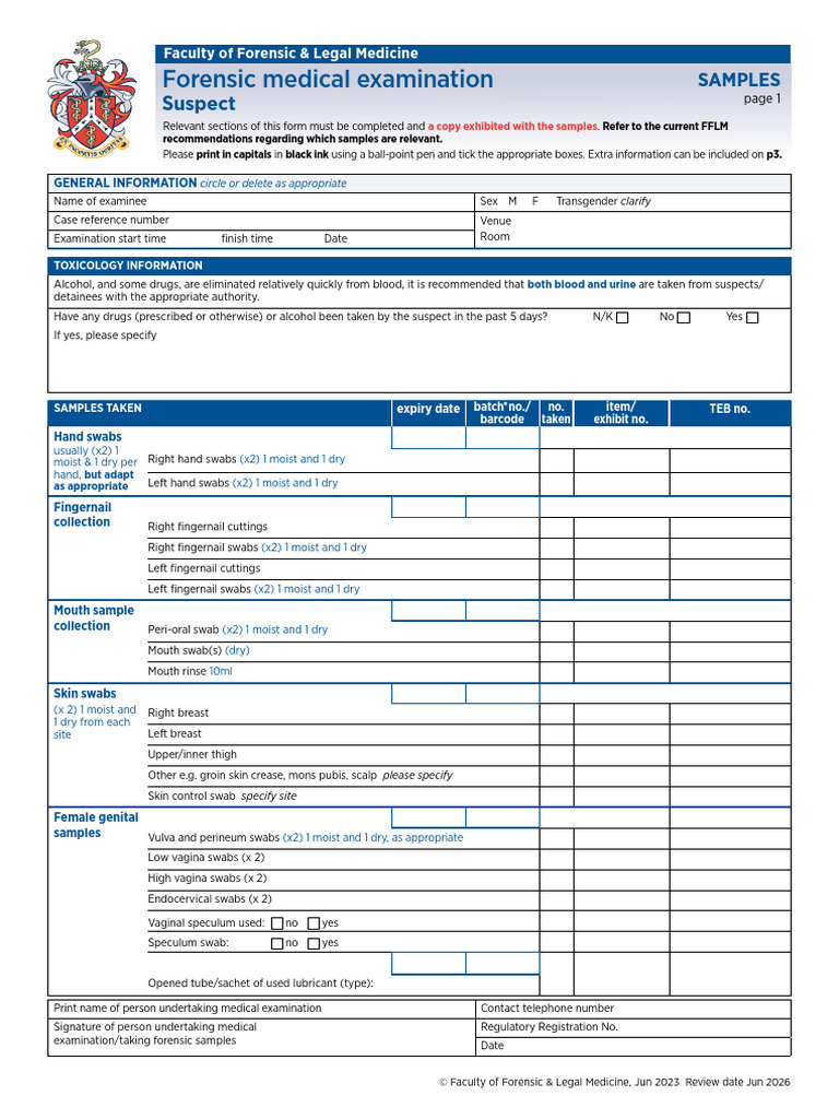 Forensic Sample Collection Guidelines | PDF | Vagina | Forensic Science