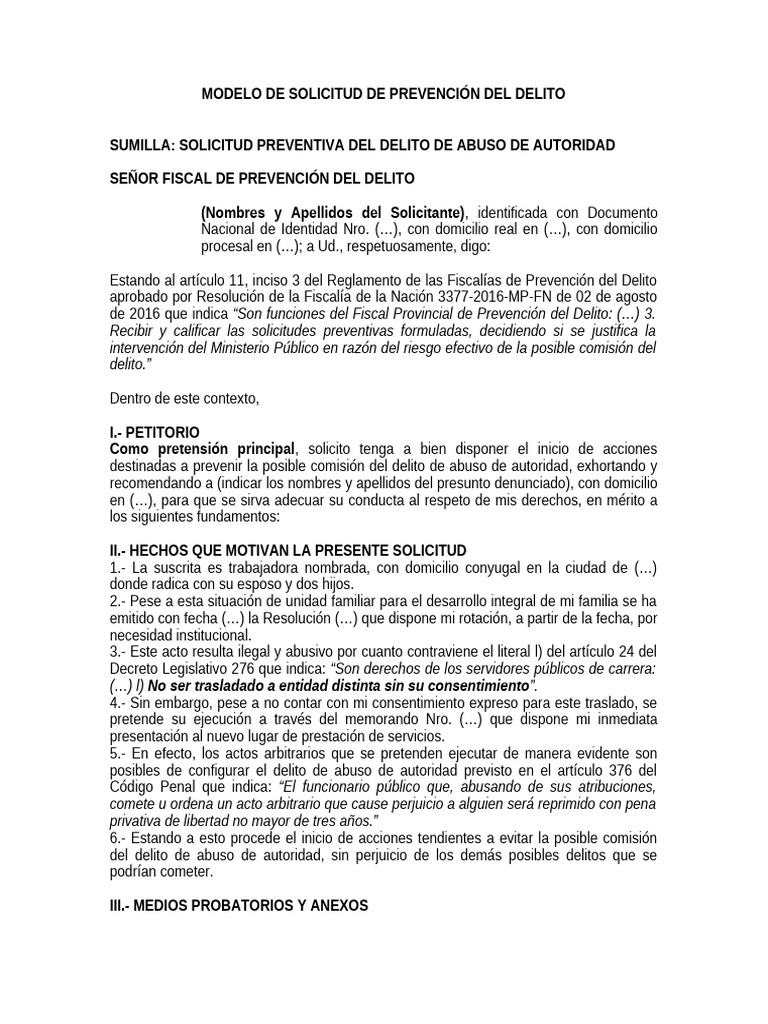 Solicitud de Prevención Del Delito | PDF | Prevención del crimen | Justicia