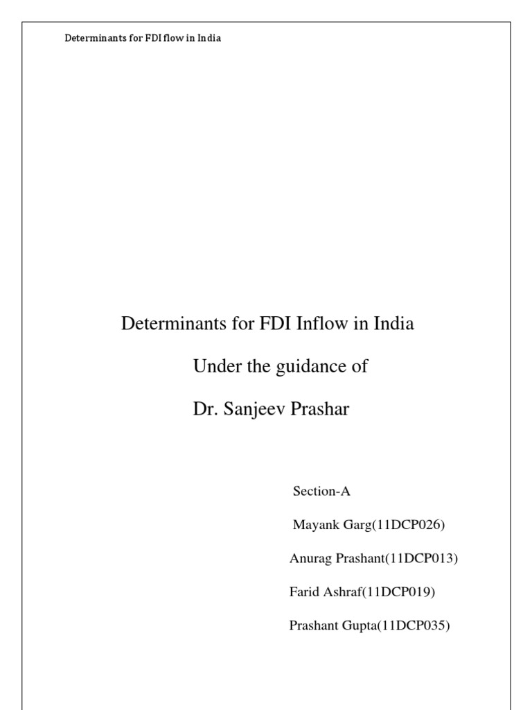 FDI Determinants in India (Research Paper) | PDF | Foreign Direct ...