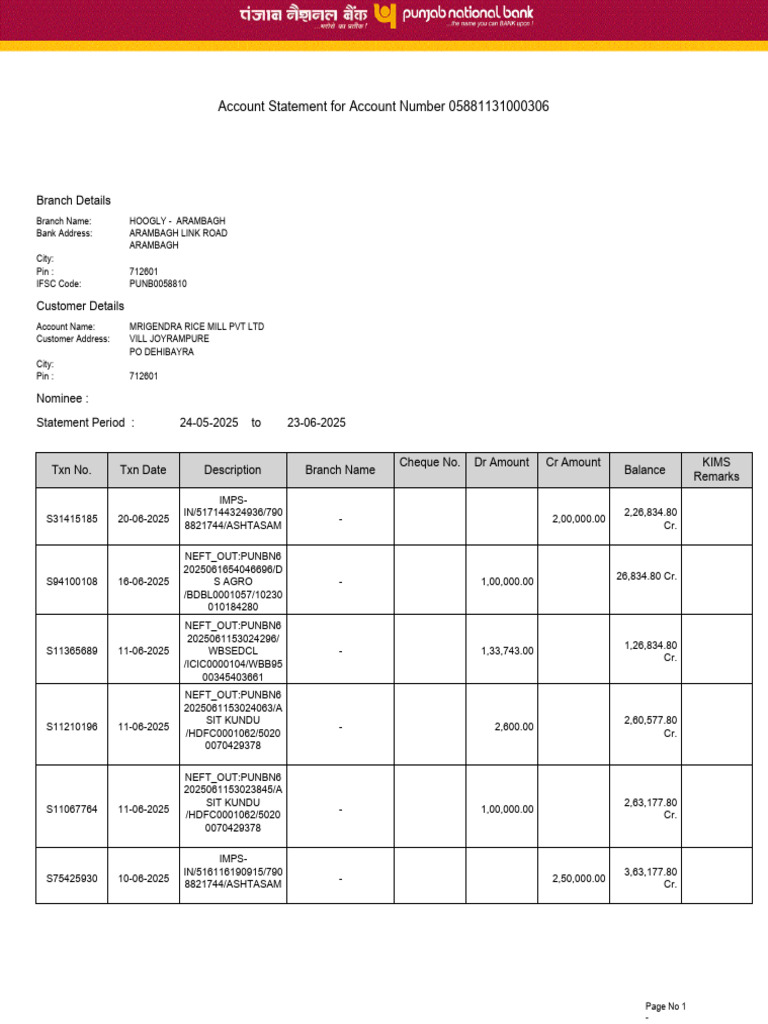 Op Transaction History 23!06!2025 | PDF | Banks | Economies