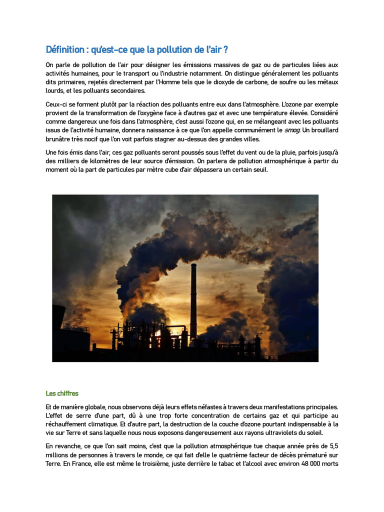 Impact de la Pollution Atmosphérique | PDF | Pollution de l'air ...