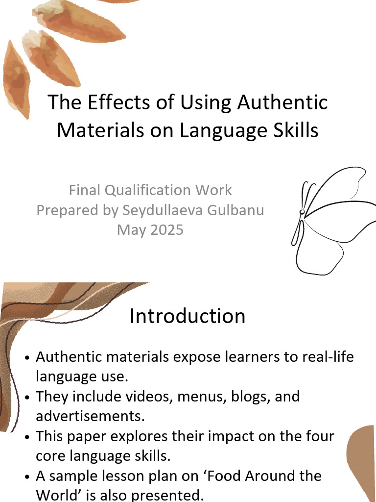 Impact of Authentic Materials on Language Skills | PDF | Lesson Plan ...