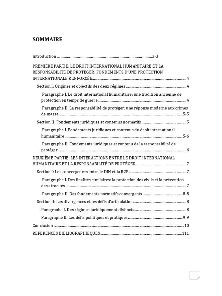 Interaction entre DIH et R2P pour la Protection | PDF | Droit ...