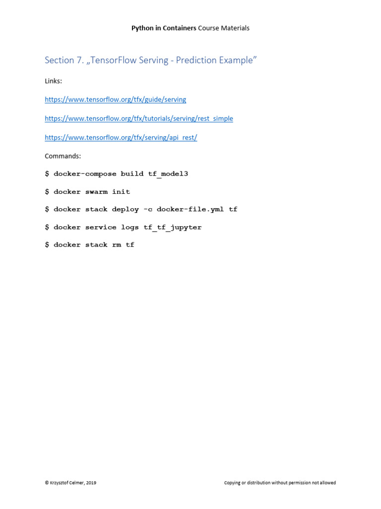 TensorFlow Serving with Docker Guide | PDF