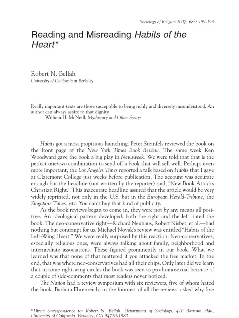 Misinterpretations of Habits of the Heart | PDF | Race (Human ...