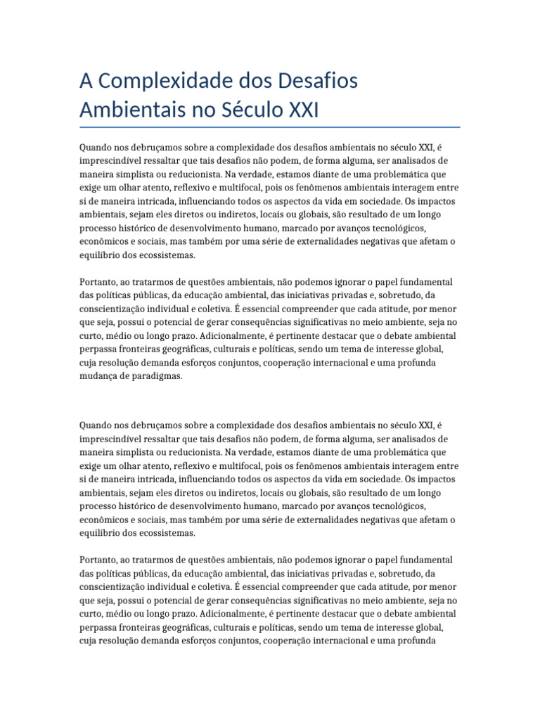 Desafios Ambientais do Século XXI | PDF | Movimento ambientalista ...