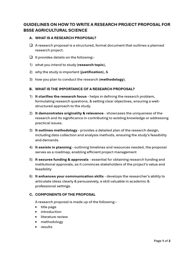 Writing a Research Proposal in BSSE Agriculture | PDF | Methodology ...