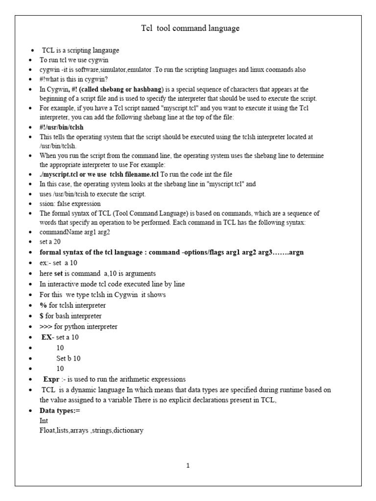 Tcl Scripting Basics with Cygwin | PDF | Computer Programming ...