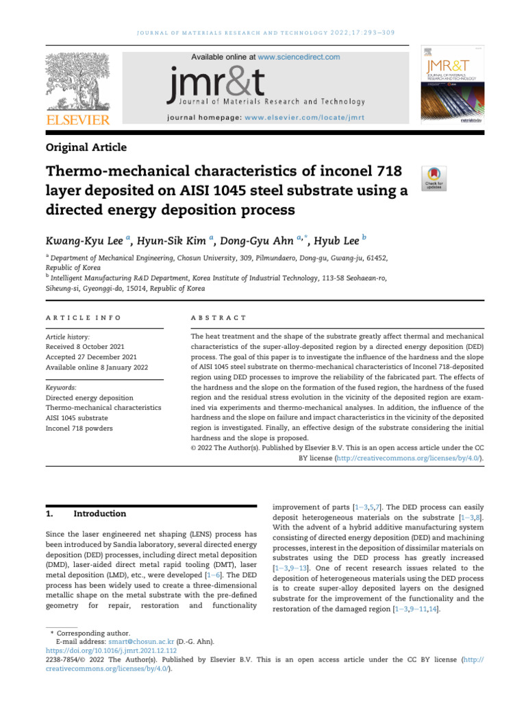 Thermo-Mechanical Study of Inconel 718 on AISI 1045 | PDF | Applied And ...