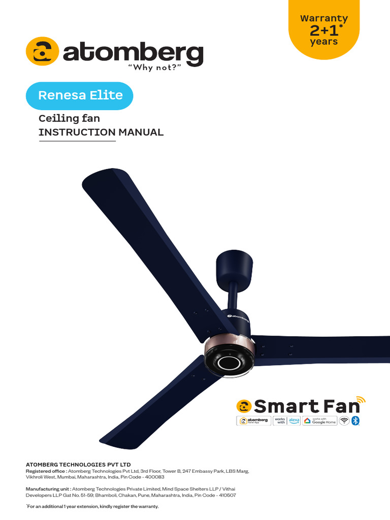 Renesa Elite Smart Fan User Manual | PDF | Power Inverter