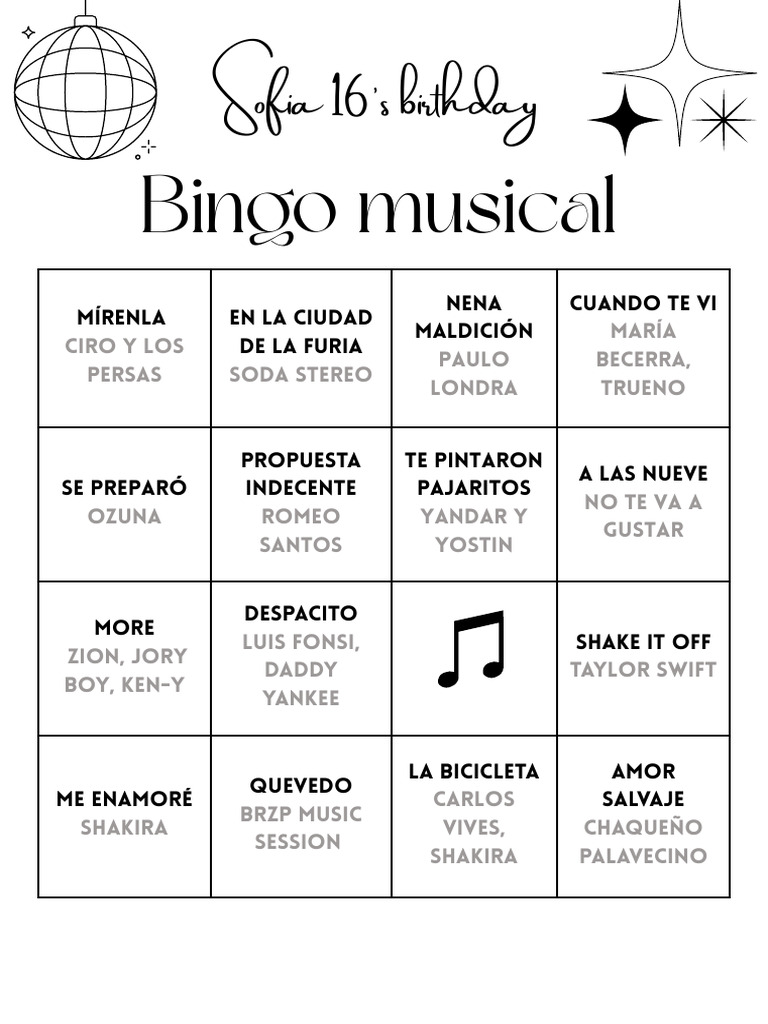 Bingo Musical Carta 1 | PDF