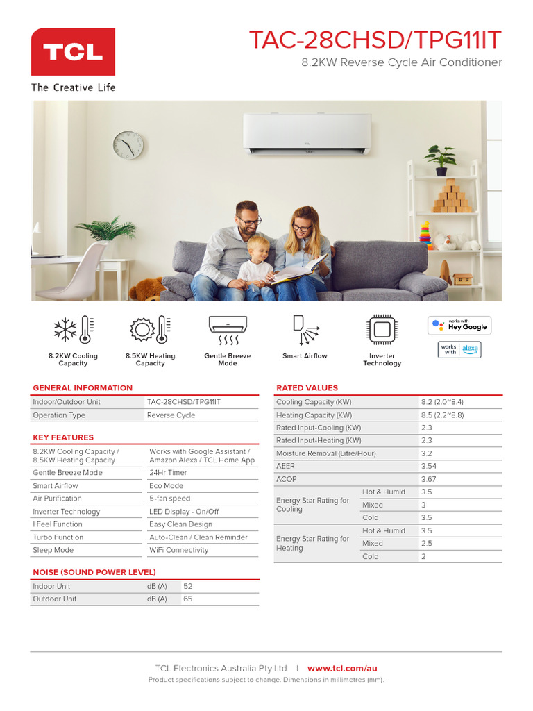 8.2KW Reverse Cycle AC Specifications | PDF | Air Conditioning | Energy ...