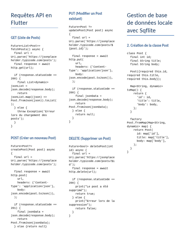 Requetes API Flutter Sqflite | PDF | Databases | Computer Science