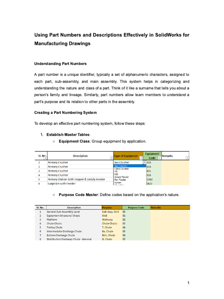 Part Numbers in Solidworks - Jinto A J | PDF
