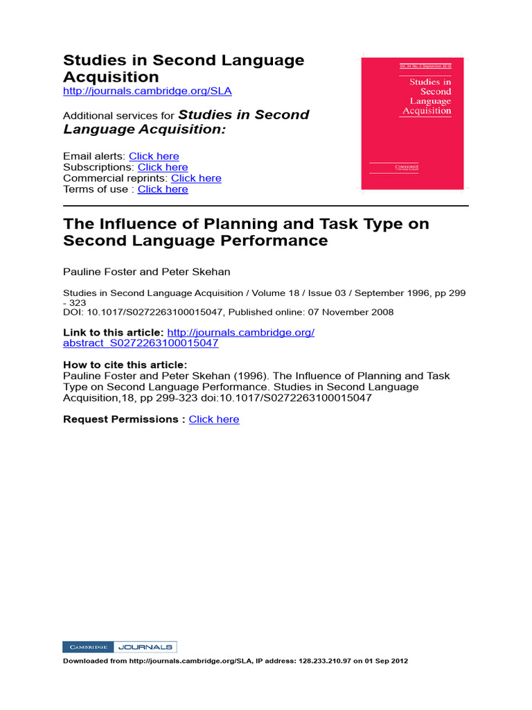 Planning and Task Type in Language Learning | PDF | Clause | Fluency