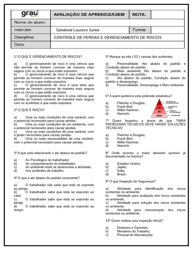 Gerenciamento de Riscos e Segurança do Trabalho | PDF