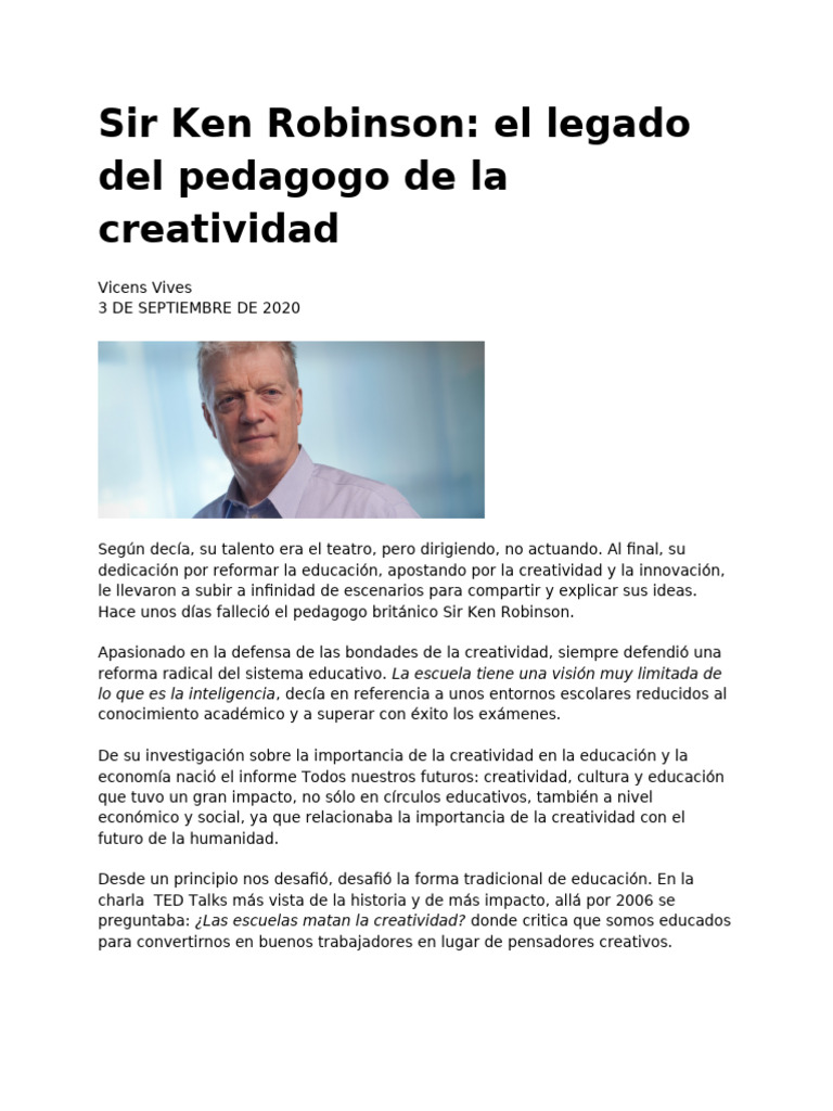 Sir Ken Robinson - El Legado De…
