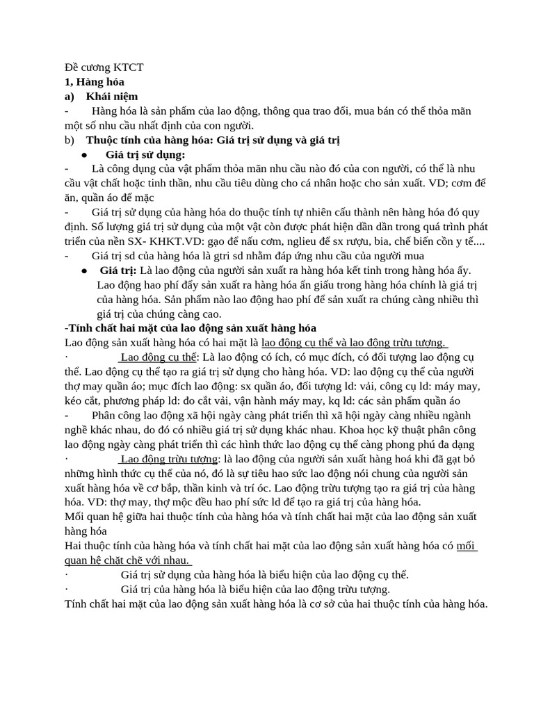 Đề Cương KTCT | PDF