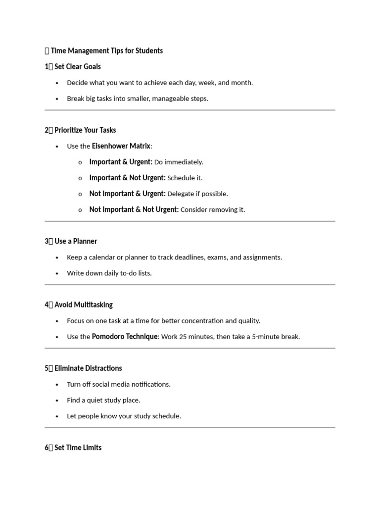 ? Time Management Tips For Students | PDF