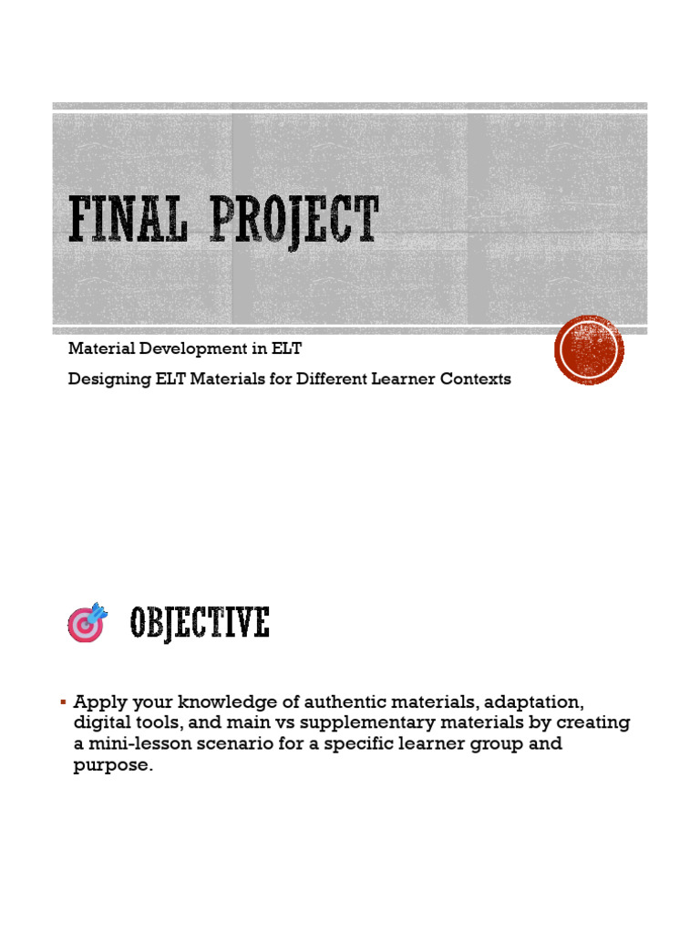 ELT Material Development Project Guide | PDF