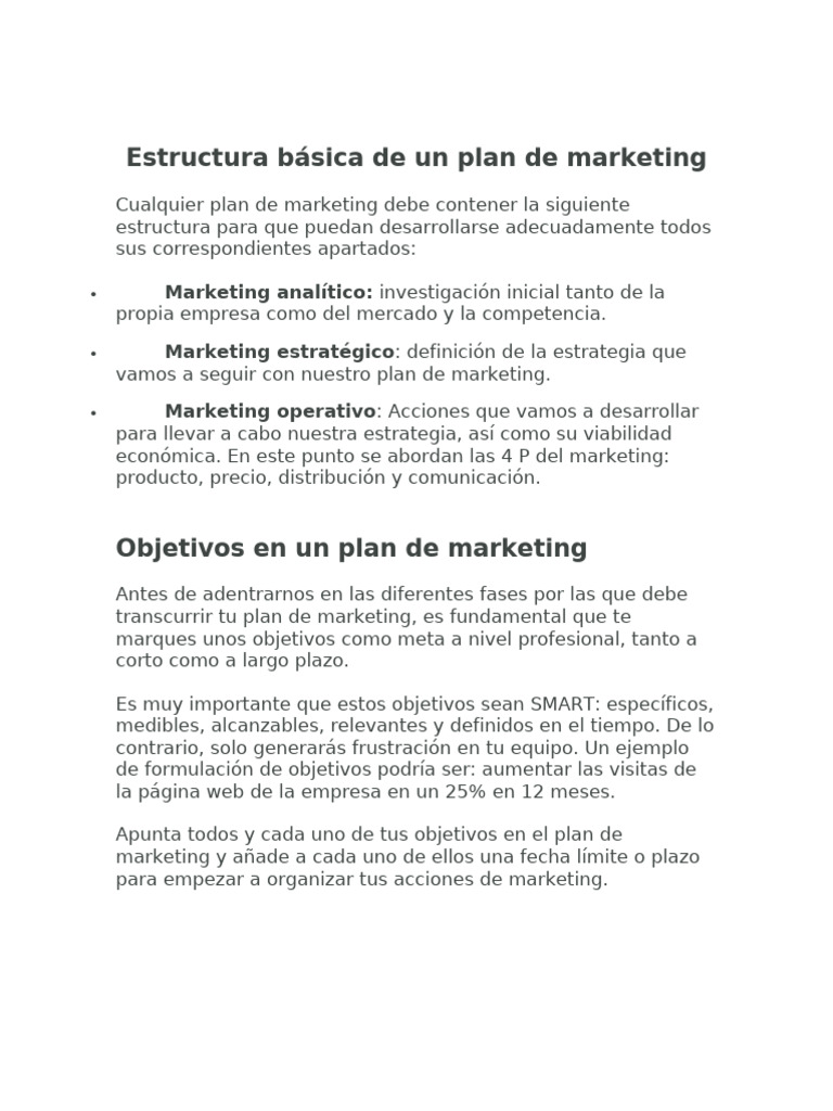 Estructura de un Plan de Marketing | PDF | Marketing | Análisis FODA