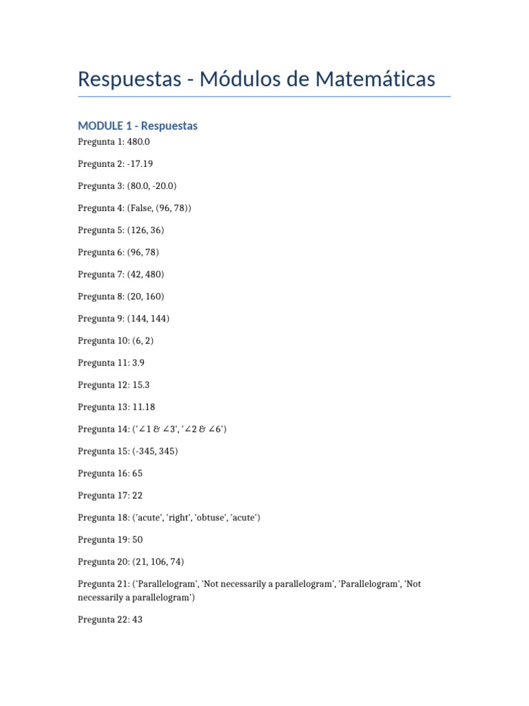 Respuestas Matematicas Modulos | PDF
