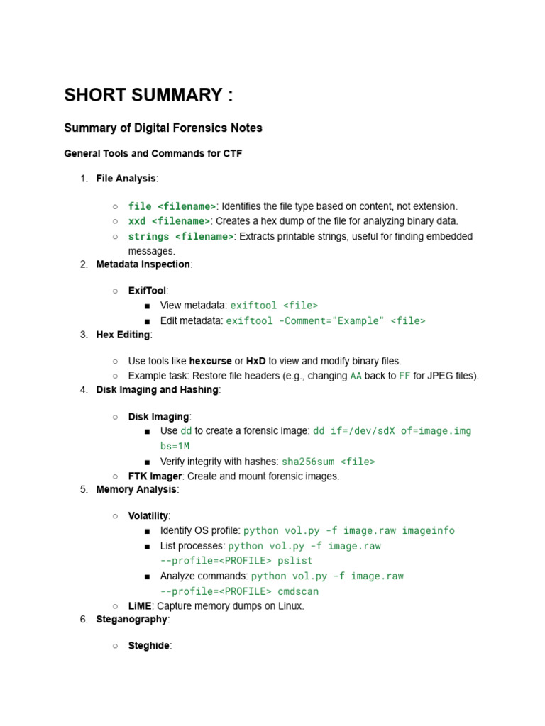 Digital Forensics Tools for CTF Challenges | PDF | File Format ...