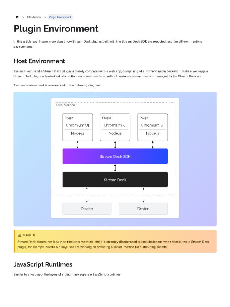 03 Plugin Environment - Stream Deck SDK | PDF