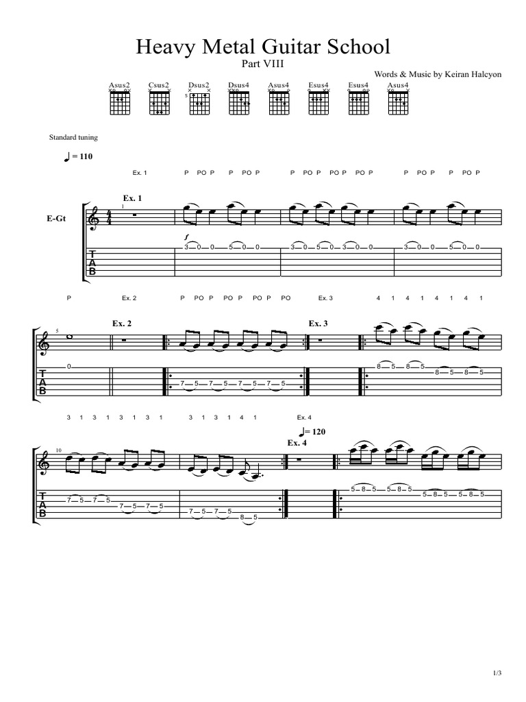 Metal Guitar Exercises and Techniques | PDF | Rock Music