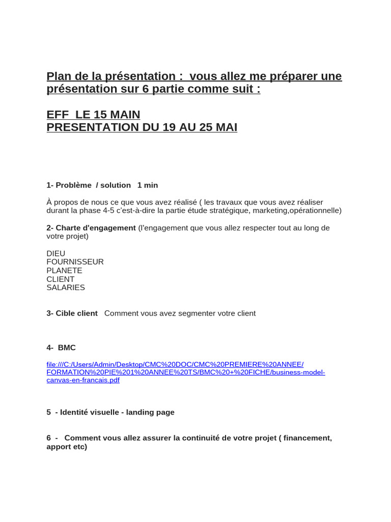Présentation projet : Problèmes et solutions | PDF