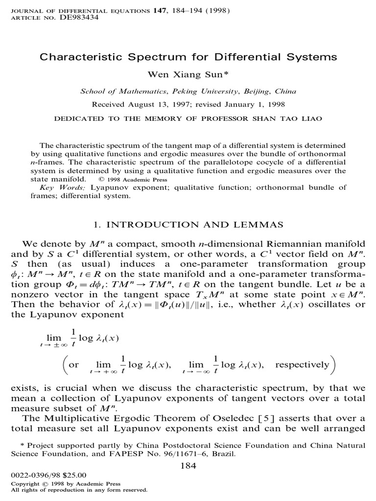 Characteristic Spectrum in Differential Systems | PDF | Vector Space ...