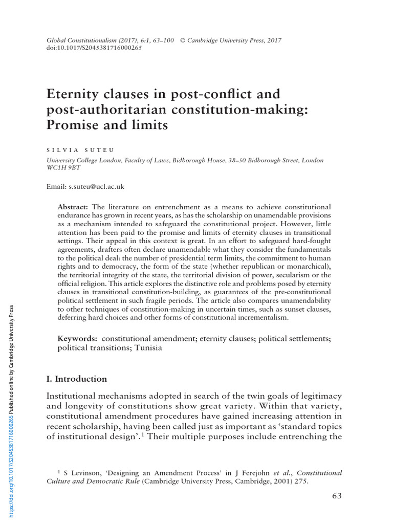 Eternity Clauses in Transitional Constitutions | PDF | Constitution ...
