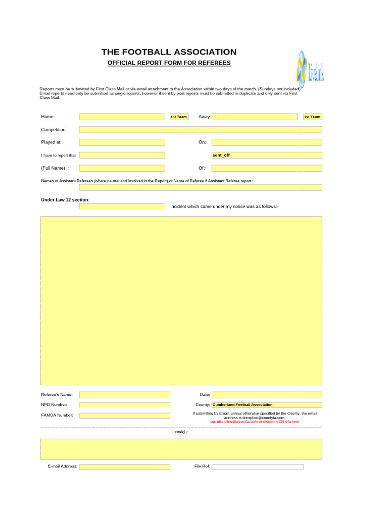 Referee Incident Report Form | PDF