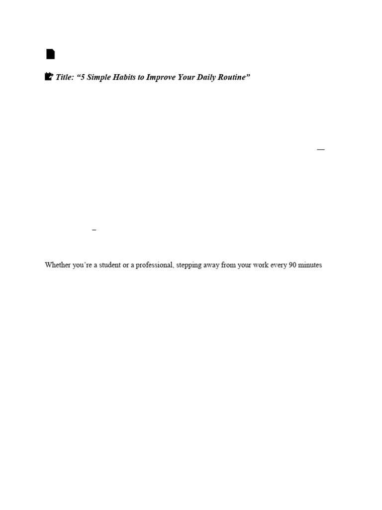 Improve Your Daily Routine: 5 Habits | PDF