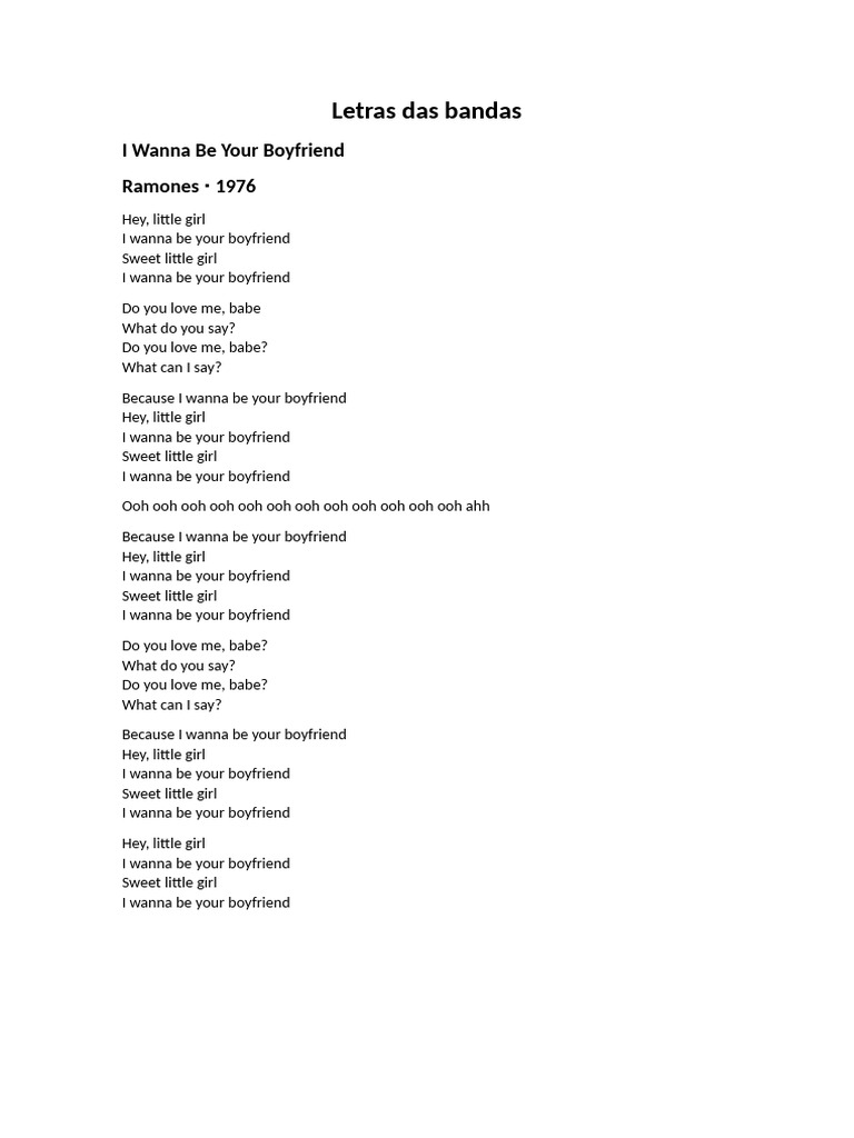 Letras Das Bandas | PDF