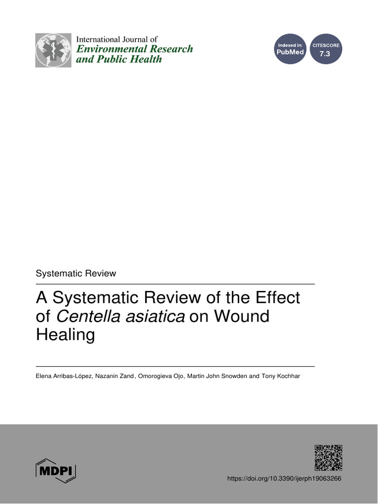 A Systematic Review of The Effect of Centella Asiatica On Wound Healing ...
