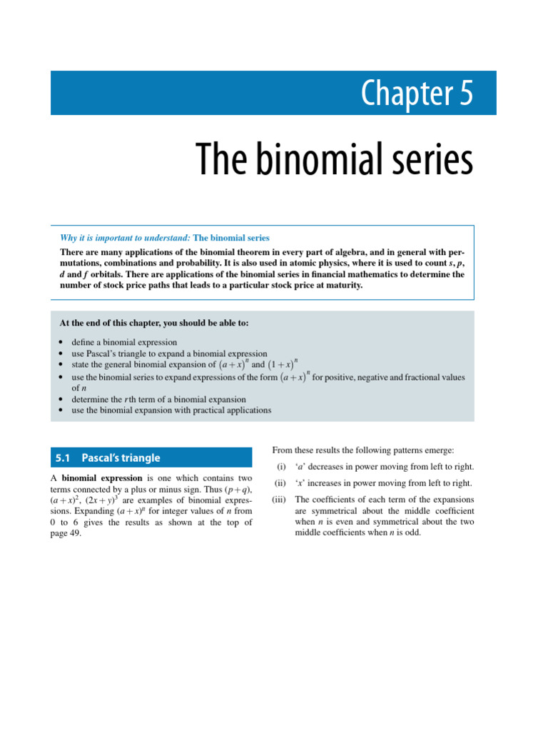 Binomial Series and Its Applications | PDF | Mathematics | Algebra