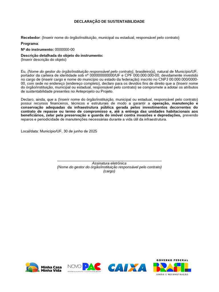 Declaração de Sustentabilidade Ambiental | PDF