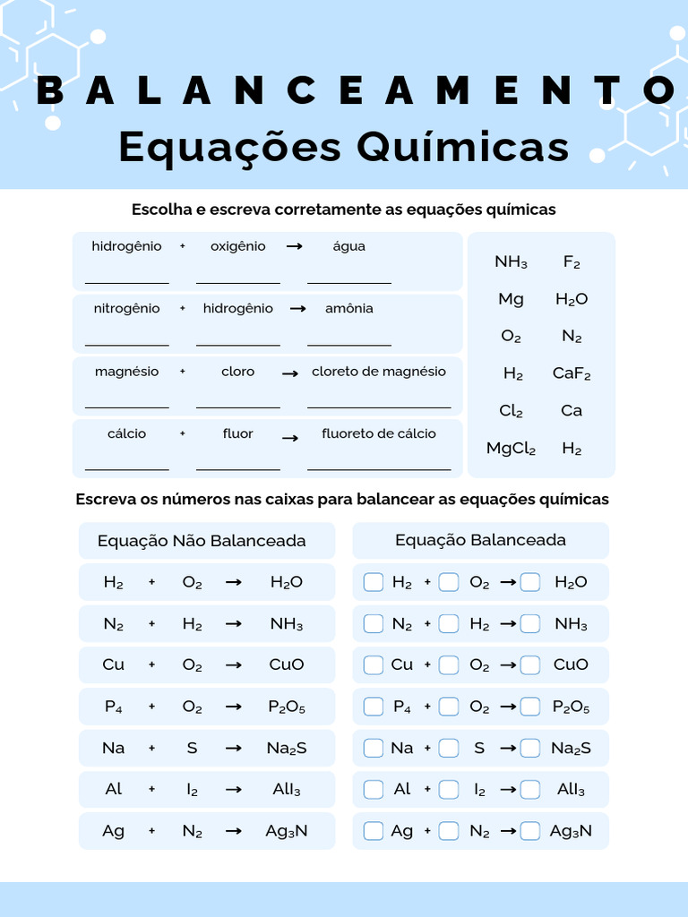 Exercícios de Balanceamento Químico | PDF