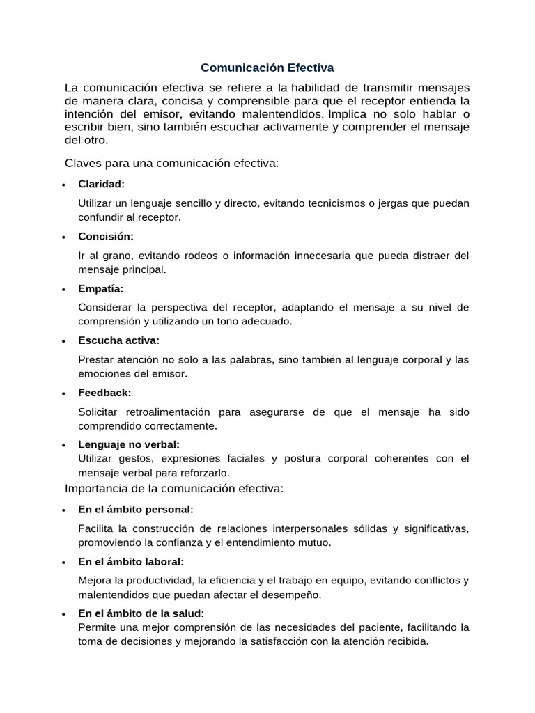 Claves para una Comunicación Efectiva | PDF